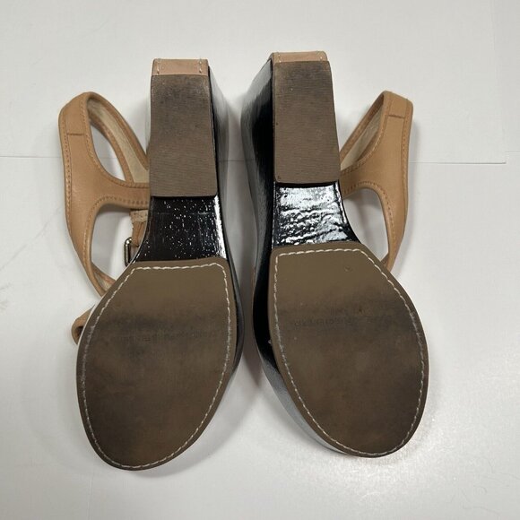 DIANE von FURSTENBERG  Ankle Strap Wedge Platform Sandals Tan Leather Sz 9.5 M - Picture 10 of 11
